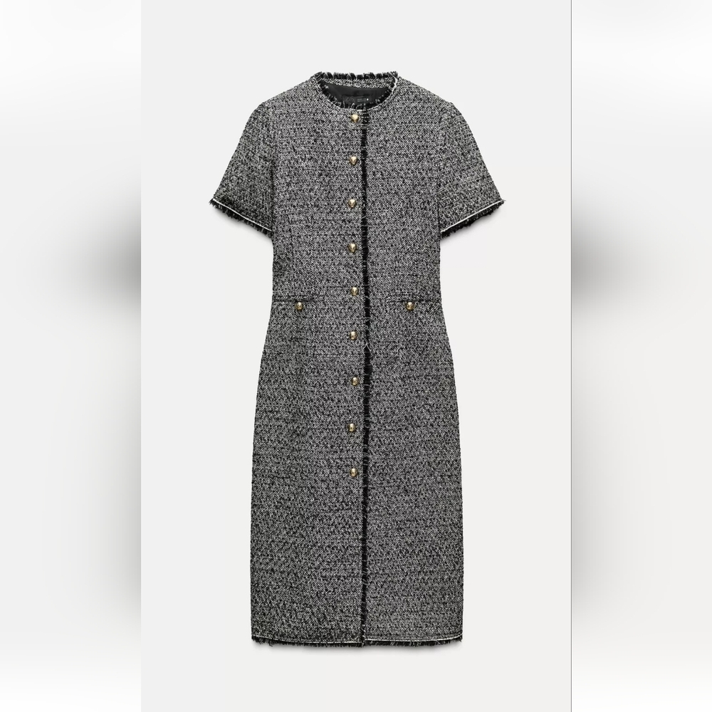 Zara Black and White Tweed Dress NWT  Medium